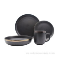 Luxurious Black Stoneware Binderware con borde dorado